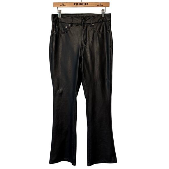 American Eagle Women's Pleather Super High-Rise Kick Boot Pant Black Sz 8 Short - Picture 1 of 10